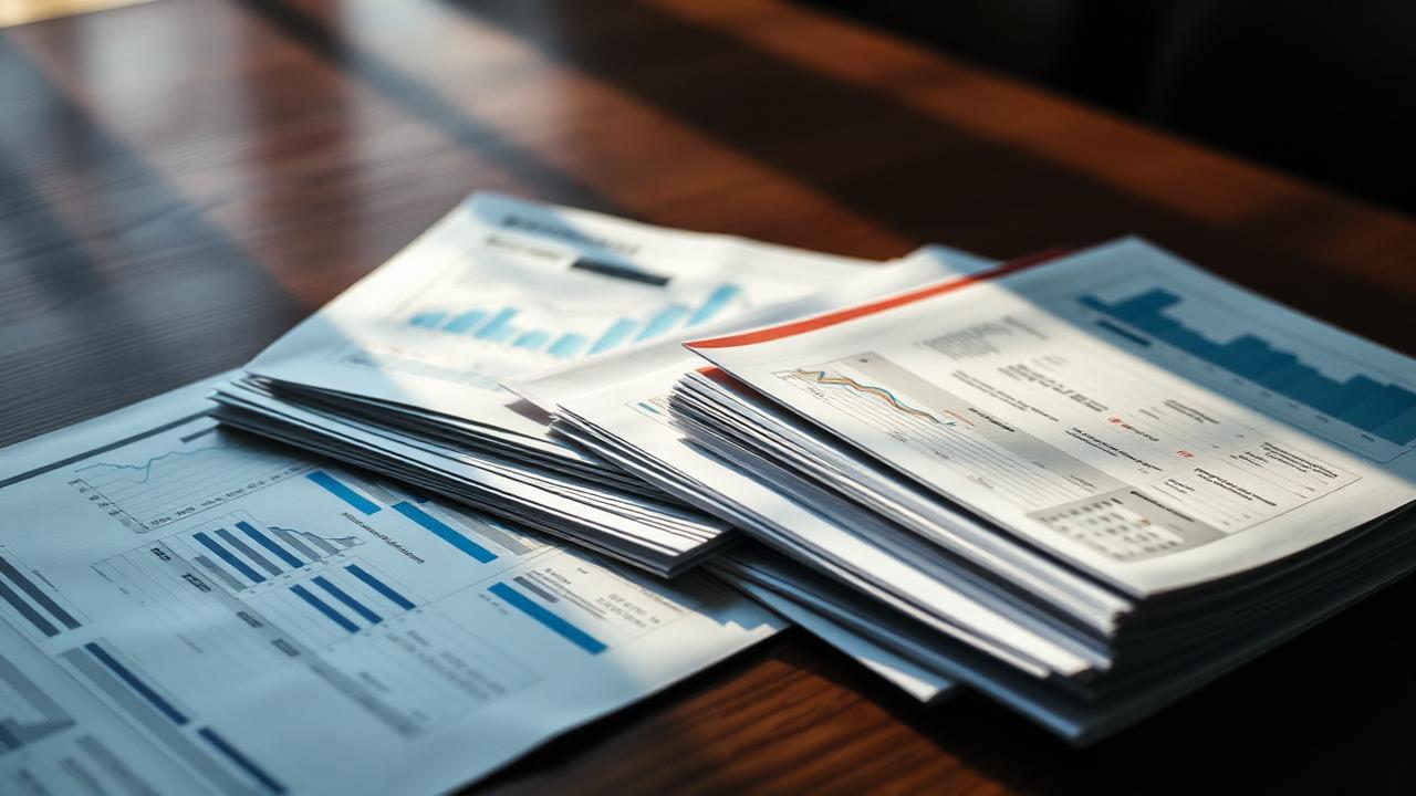 Documents financiers et graphiques de répartition d’actifs sur un bureau