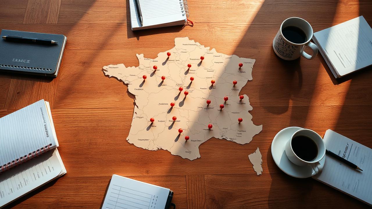 Carte de France avec des repères marquant l’implantation des cabinets