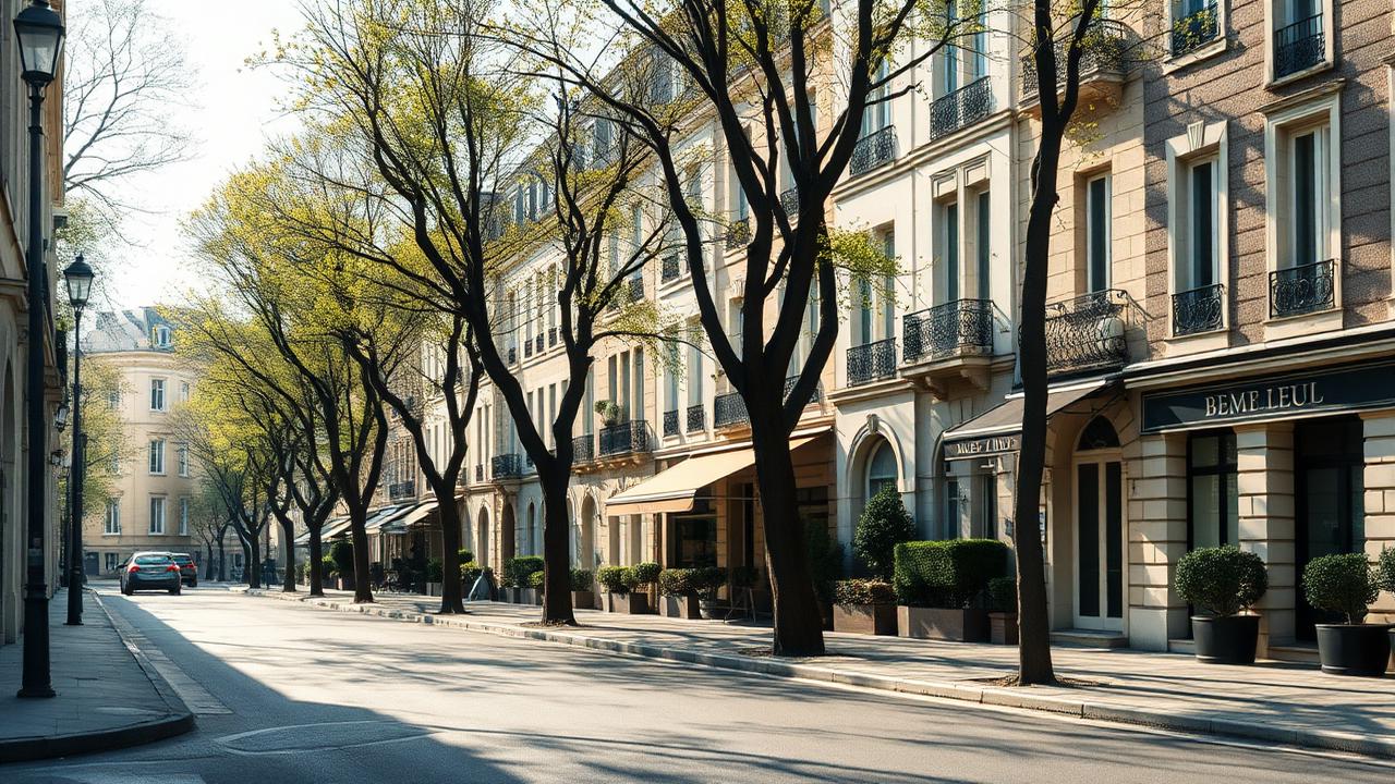 Rue résidentielle arborée de Maisons-Laffitte en Île-de-France