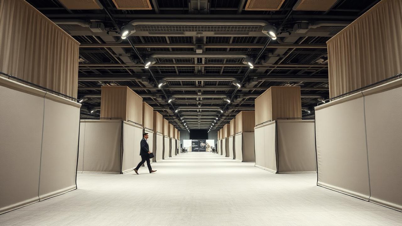 Allée d'un salon professionnel de la finance